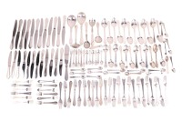 Georg Jensen - a Danish sterling silver Continental (Antik) pattern table service of flatware, circa 1940 to present, comprising; 12 table forks, 12 dessert forks, 12 table spoons, 12 dessert spoons, 12 teaspoons, 12 oyster forks, 12 coffee spoons, 6 pick